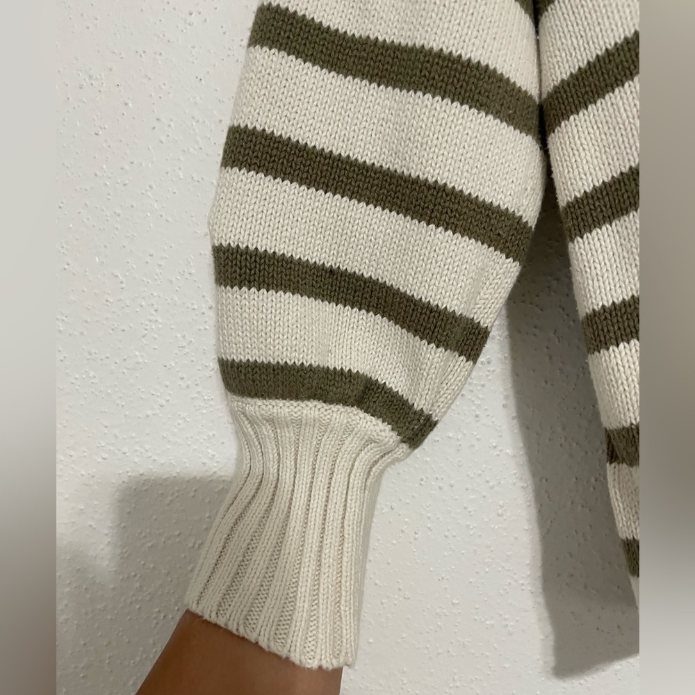 Madewell Conway Pullover Sweater Cream With Green Stripes Size XS - Picture 6 of 13
